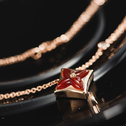 [Love Lucky] COLLANA STELLA ORO ROSA 1 DIAMANTE
