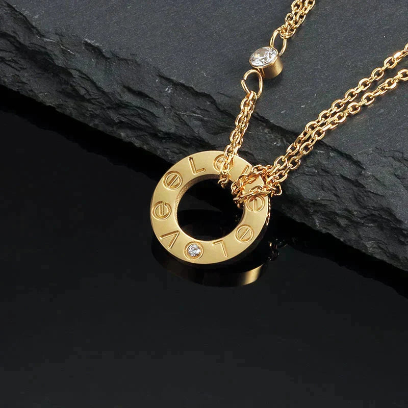 [Love Lucky]LOVE NECKLACE 16MM 2 DIAMONDS