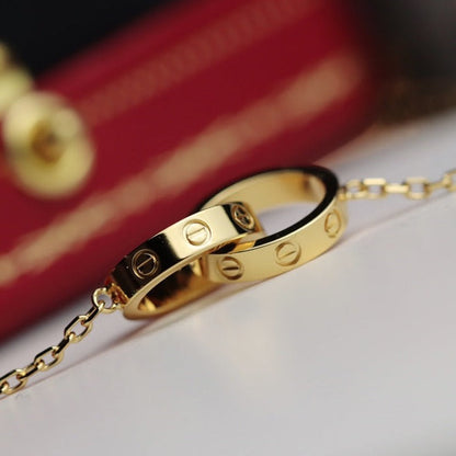 [Love Lucky] LIEBESHALSKETTE DOPPELRING GOLD
