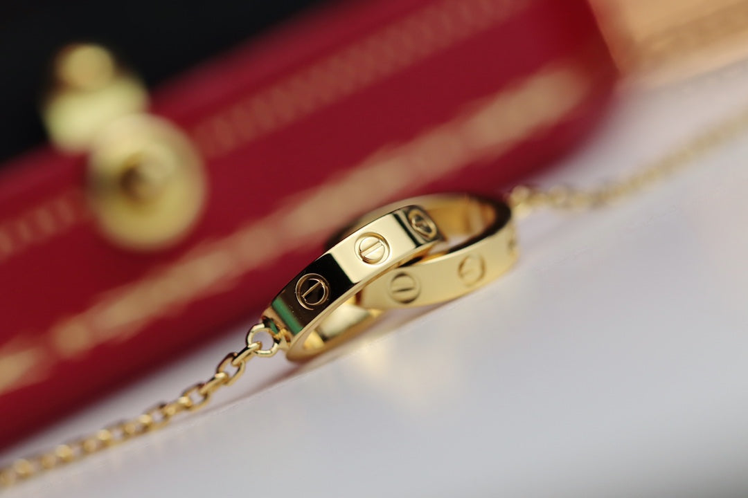 [Love Lucky] LIEBESHALSKETTE DOPPELRING GOLD