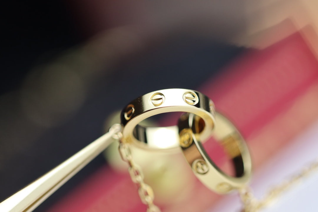 [Love Lucky] LIEBESHALSKETTE DOPPELRING GOLD