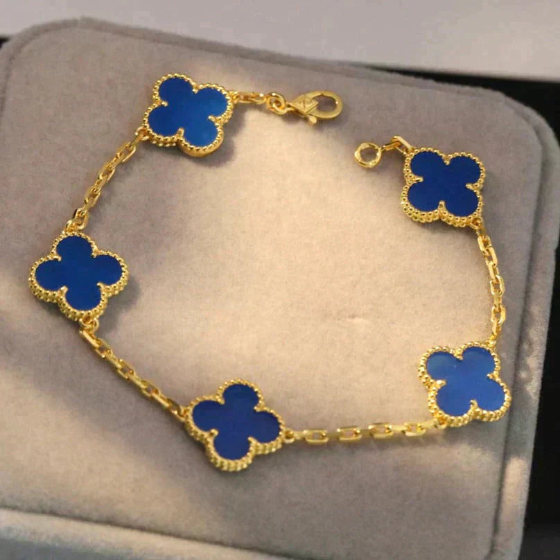 [Love Lucky] CLOVER 5 MOTIF BLUE AGATE BRACELET COLLECTION