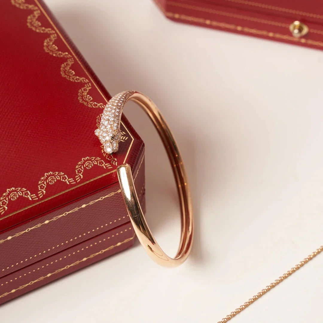 [Love Lucky]PANTHERE HALF DIAMOND OPEN BRACELET
