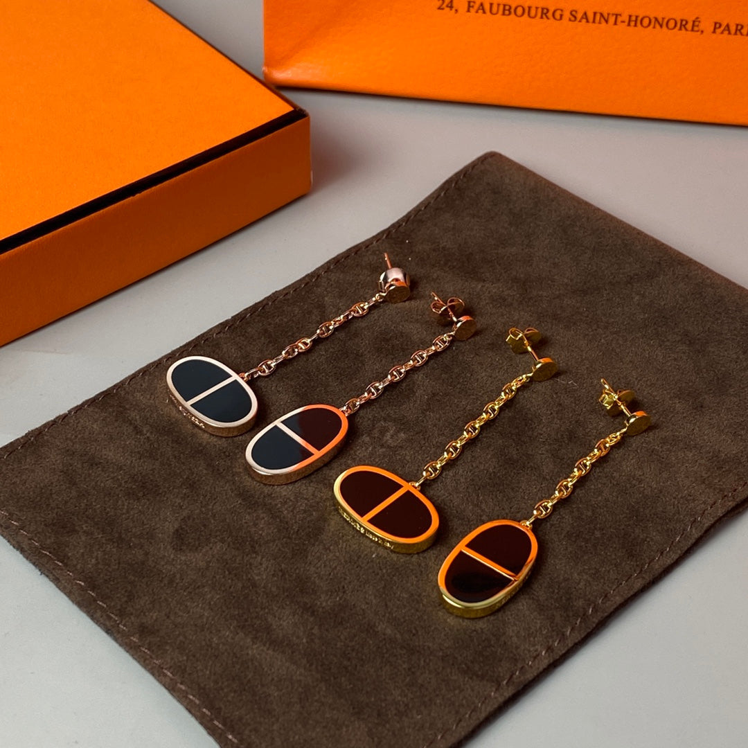 [Love Lucky]CHAINE VERSO BLACK CERAMIC EARRINGS