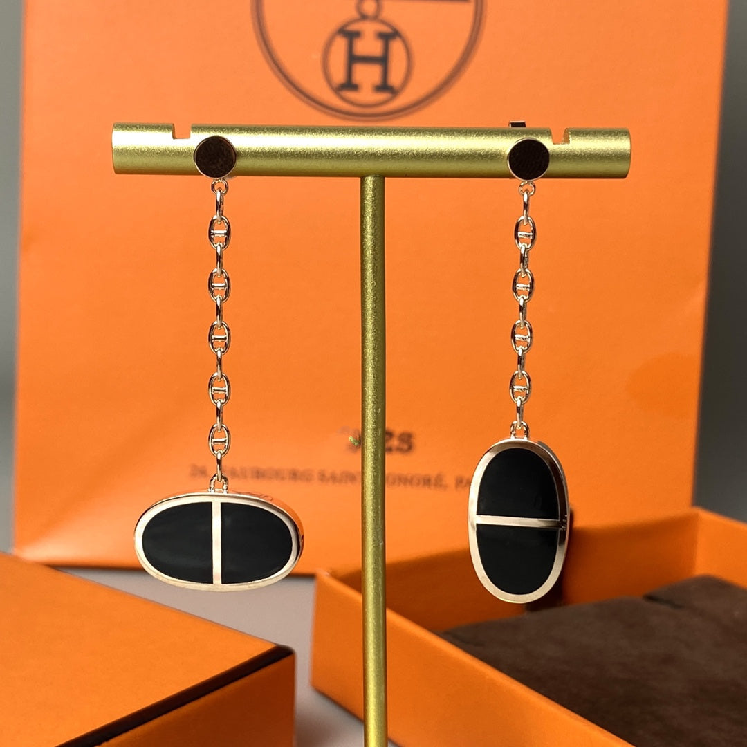 [Love Lucky]CHAINE VERSO BLACK CERAMIC EARRINGS