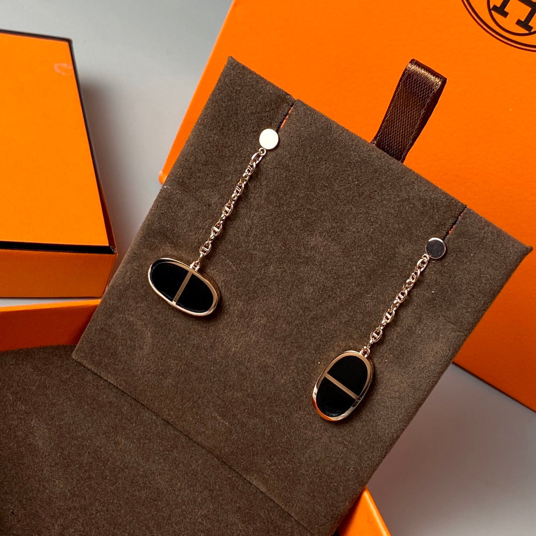 [Love Lucky]CHAINE VERSO BLACK CERAMIC EARRINGS
