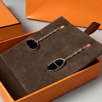[Love Lucky]CHAINE VERSO BLACK CERAMIC EARRINGS