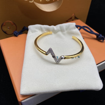 [Love Lucky]BRACELET OUVERT VOLTE DIAMANT INVERSÉ OR