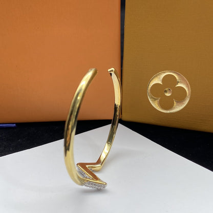 [Love Lucky]BRACELET OUVERT VOLTE DIAMANT INVERSÉ OR
