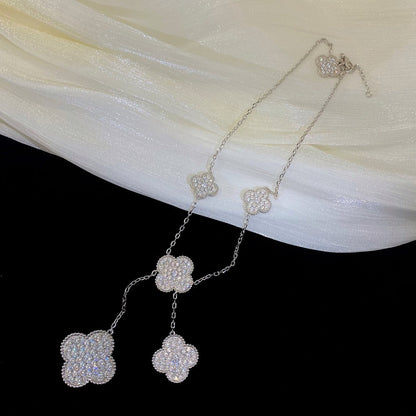 [Love Lucky] COLLIER 5 MOTIFS TRÈFLE ARGENT DIAMANTS