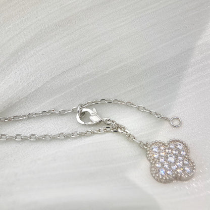 [Love Lucky] COLLIER 5 MOTIFS TRÈFLE ARGENT DIAMANTS