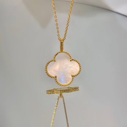 [Love Lucky]COLLAR CON COLGANTE GRANDE CLOVER 25MM NÁCAR