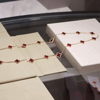 [Love Lucky]CLOVER 20 MOTIFS CARNELIAN NECKLACE