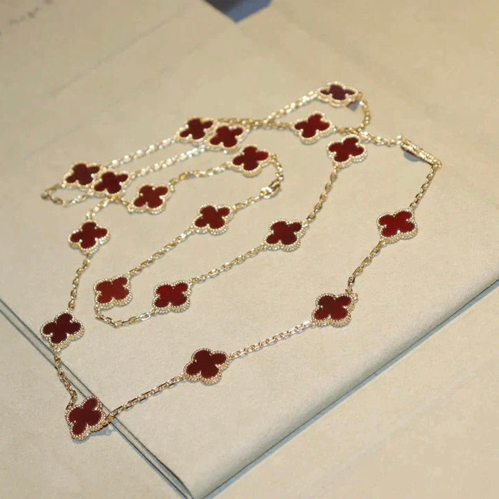 [Love Lucky]CLOVER 20 MOTIFS CARNELIAN NECKLACE