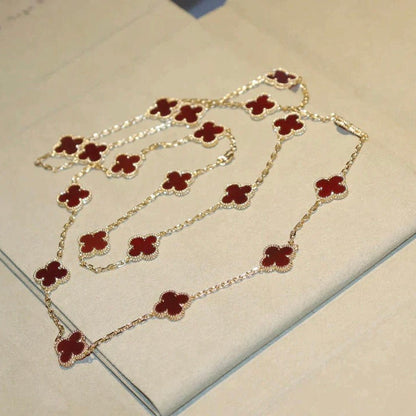 [Love Lucky]CLOVER 20 MOTIFS CARNELIAN NECKLACE
