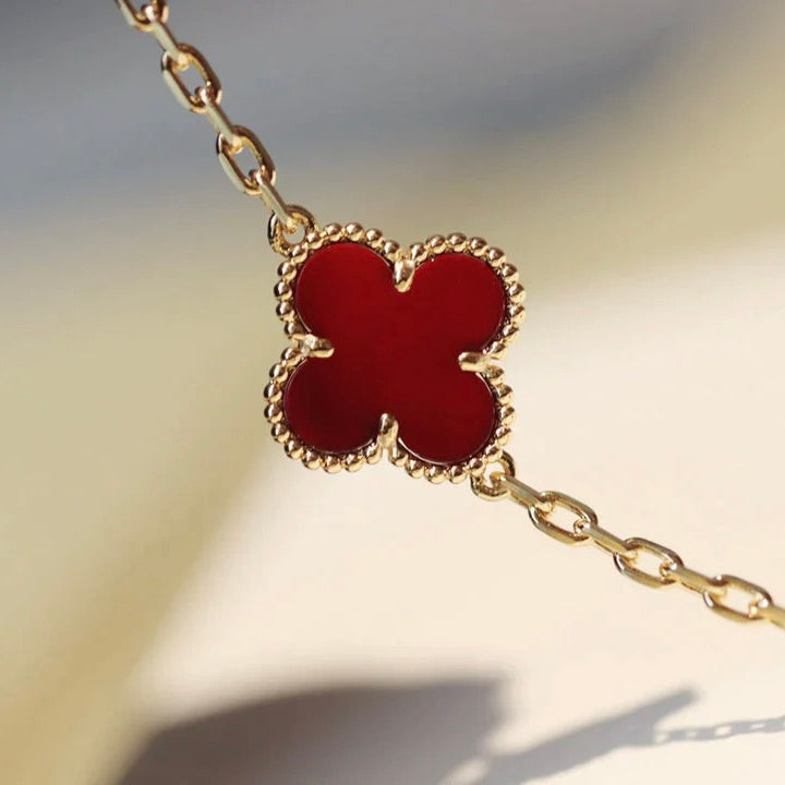 [Love Lucky]CLOVER 20 MOTIFS CARNELIAN NECKLACE