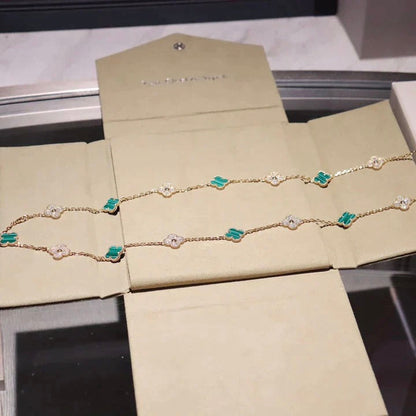 [Love Lucky]COLLIER CLOVER 20 MOTIFS MALACHITE DIAMANT