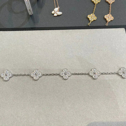 [Love Lucky] CLOVER 5 MOTIF FULL DIAMOND BRACELET COLLECTION