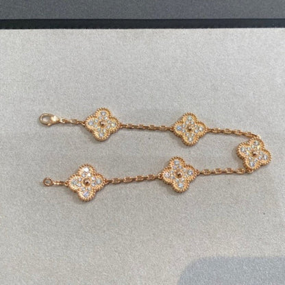 [Love Lucky] CLOVER 5 MOTIF FULL DIAMOND BRACELET COLLECTION