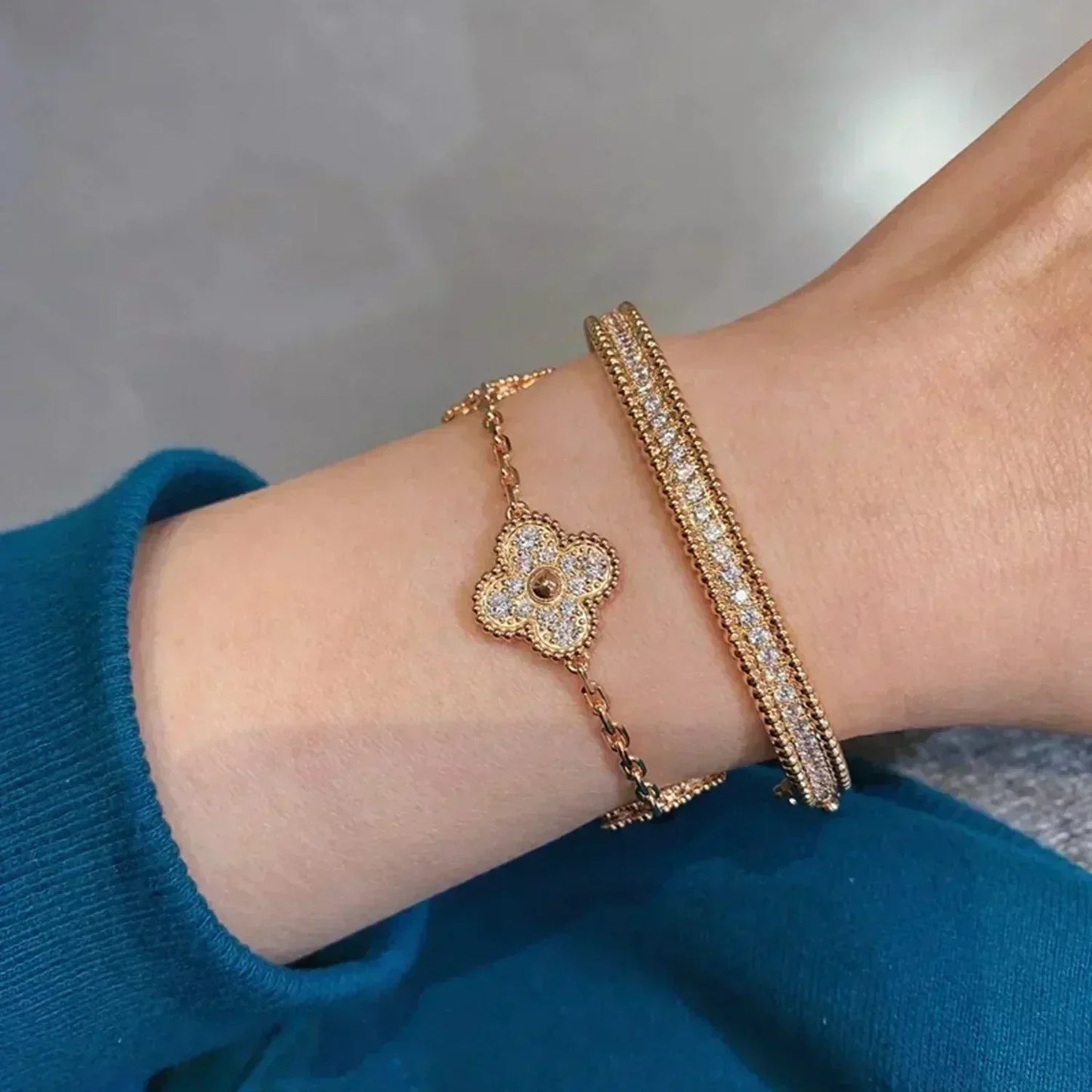 [Love Lucky] CLOVER 5 MOTIF FULL DIAMOND BRACELET COLLECTION