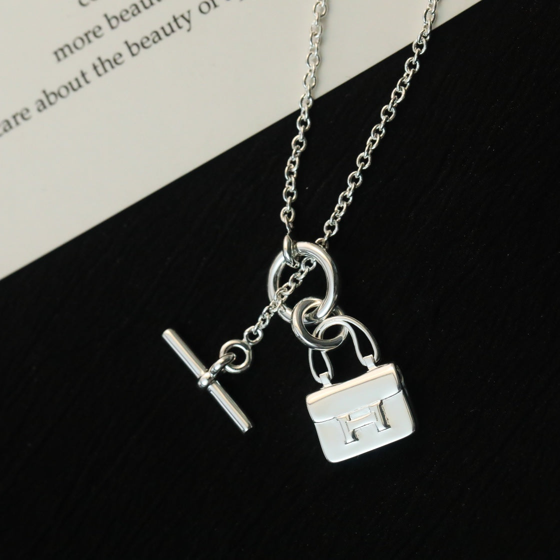 [Love Lucky] POP ​​H ANHÄNGER SILBER HALSKETTE