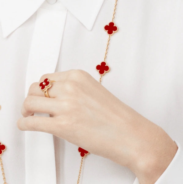 [Love Lucky] KLEEBLATT KARNEOL RING ROSÉGOLD DIAMANT