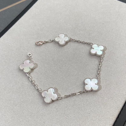 [Love Lucky]CLOVER WHITE PEARL MOP 5 MOTIF BRACELET COLLECTION