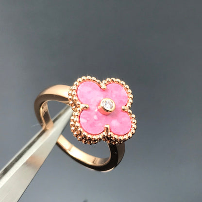 [Love Lucky] KLEEBLATT-RHODONIT-RING AUS ROSÉGOLD