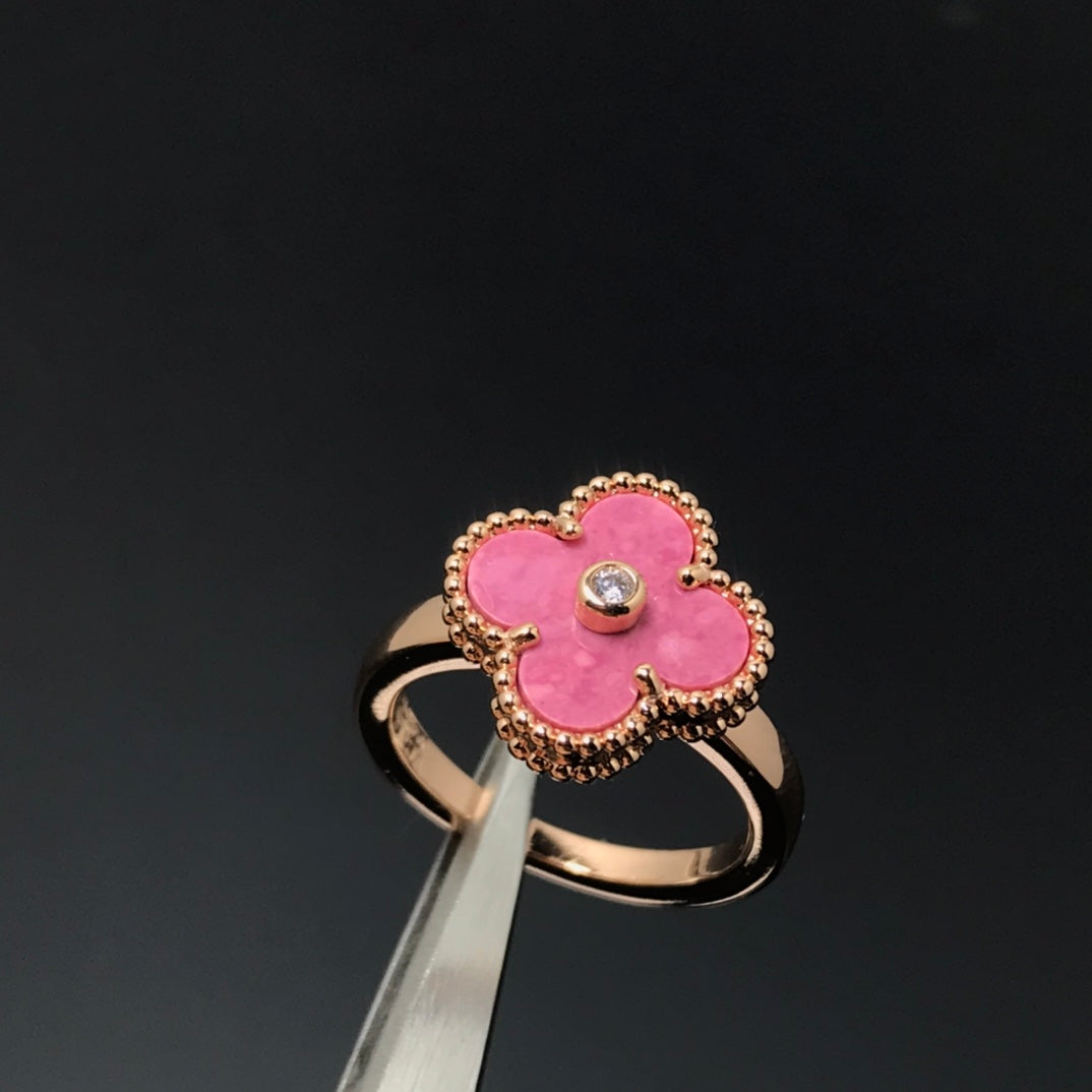 [Love Lucky] KLEEBLATT-RHODONIT-RING AUS ROSÉGOLD