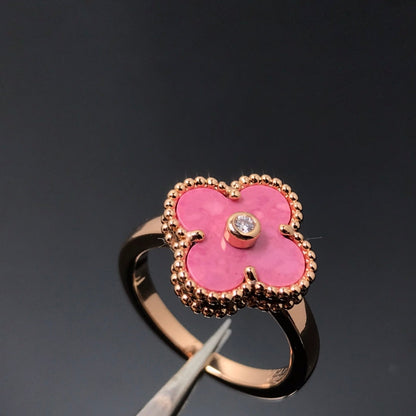 [Love Lucky] KLEEBLATT-RHODONIT-RING AUS ROSÉGOLD