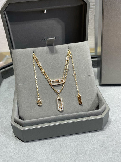 [Love Lucky]MOVE 2 ROW DIAMOND NECKLACE