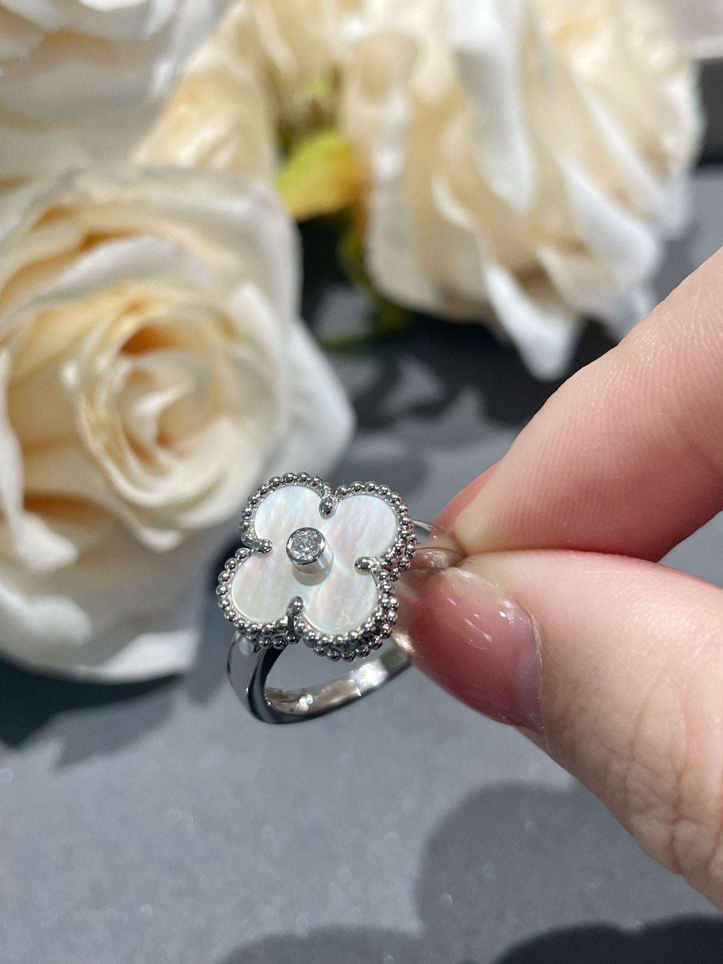 [Love Lucky] CLOVER SILBER MOP DIAMANTRING