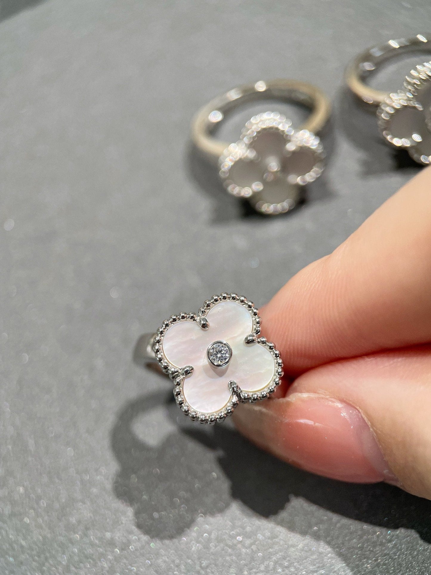 [Love Lucky] CLOVER SILBER MOP DIAMANTRING
