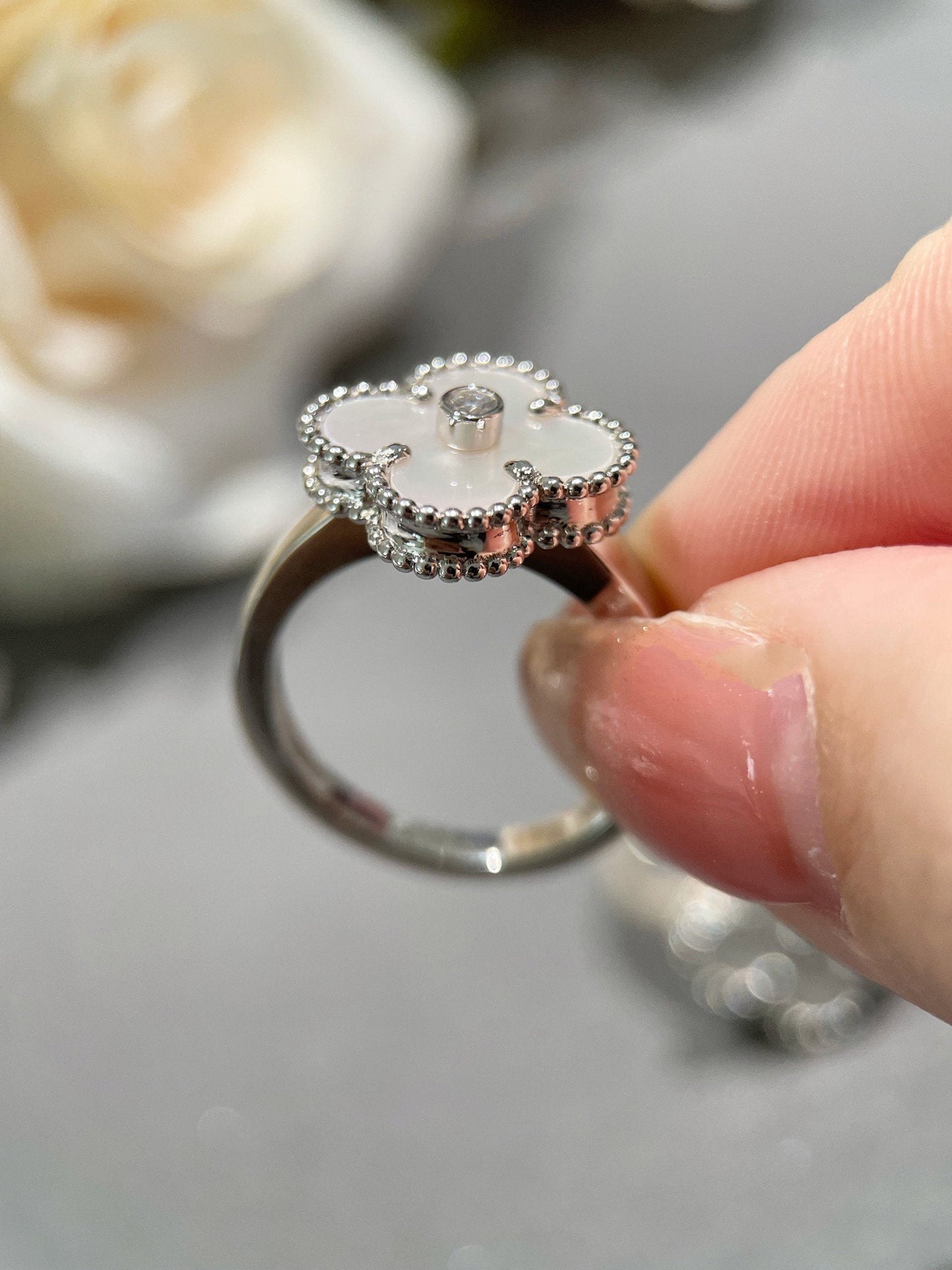 [Love Lucky] CLOVER SILBER MOP DIAMANTRING