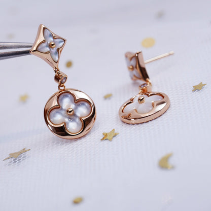 [Love Lucky]STAR AND SUN PINK GOLD MOP DROP EARRINGS