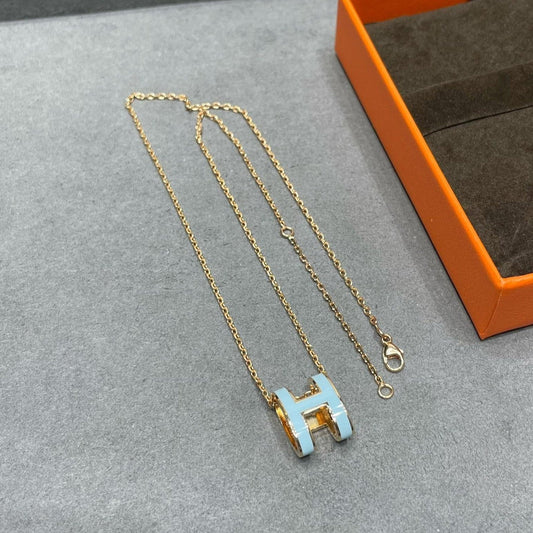 [Love Lucky]POP H SKY BLUE NECKLACE