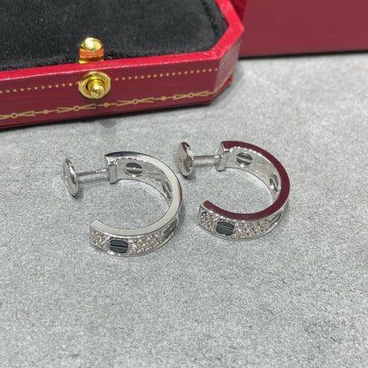 [Love Lucky]LOVE CERAMIC DIAMOND PAVED SILVER EARRINGS