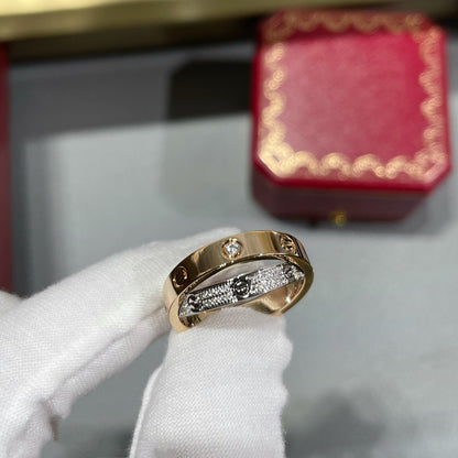 [Love Lucky]LOVE PINK GOLD SILVER DIAMOND DOUBLE RING