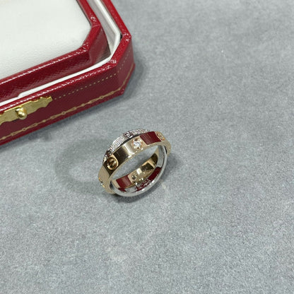 [Love Lucky]LOVE PINK GOLD SILVER DIAMOND DOUBLE RING