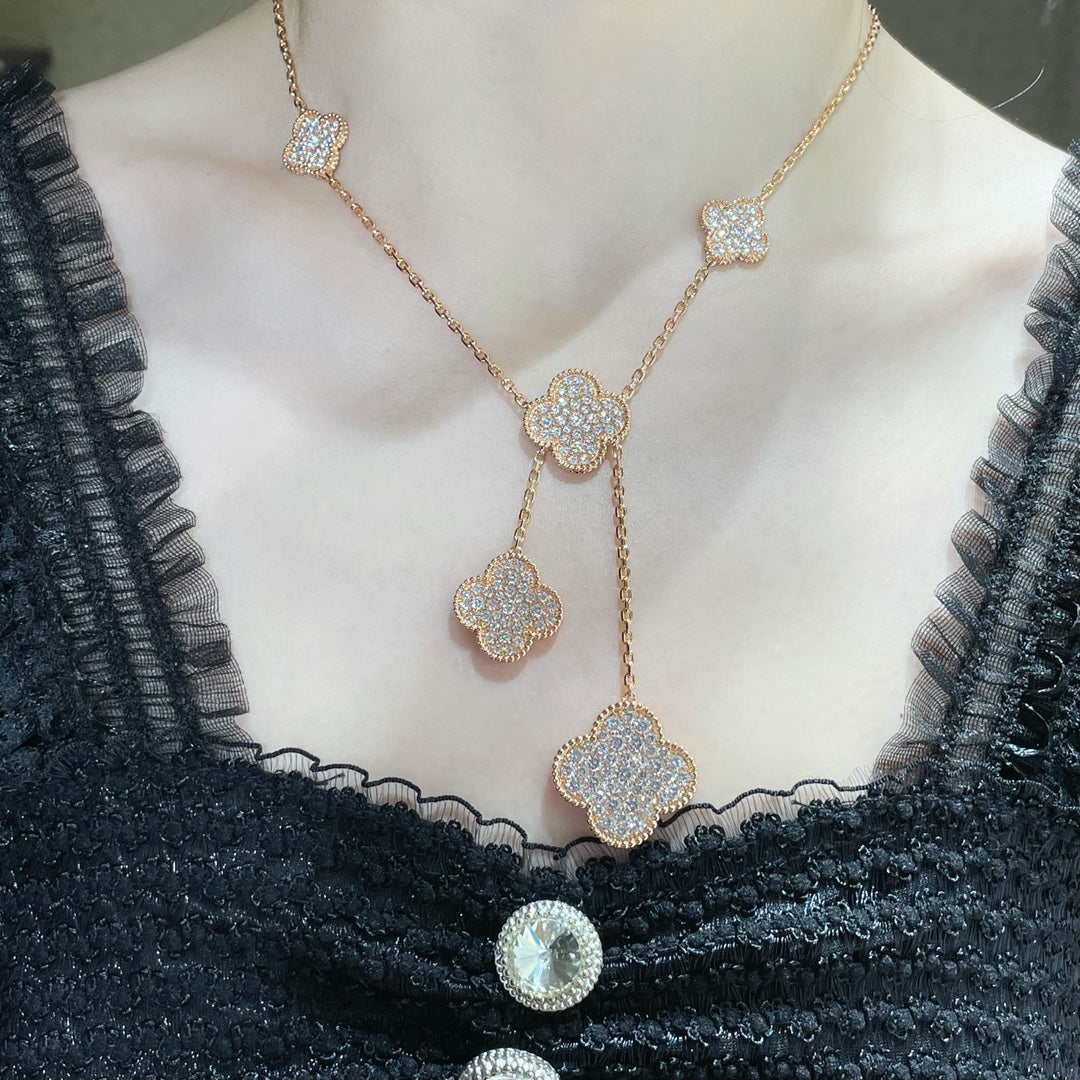 [Love Lucky]COLLANA CLOVER 6 MOTIVI CON PAVÉ DI DIAMANTI