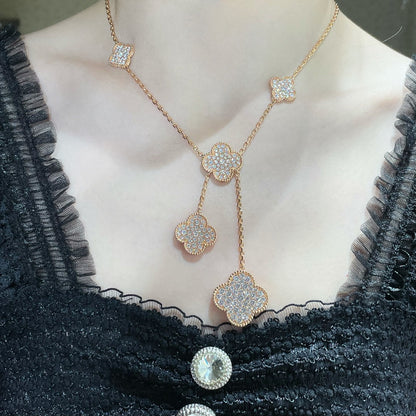 [Love Lucky]COLLANA CLOVER 6 MOTIVI CON PAVÉ DI DIAMANTI