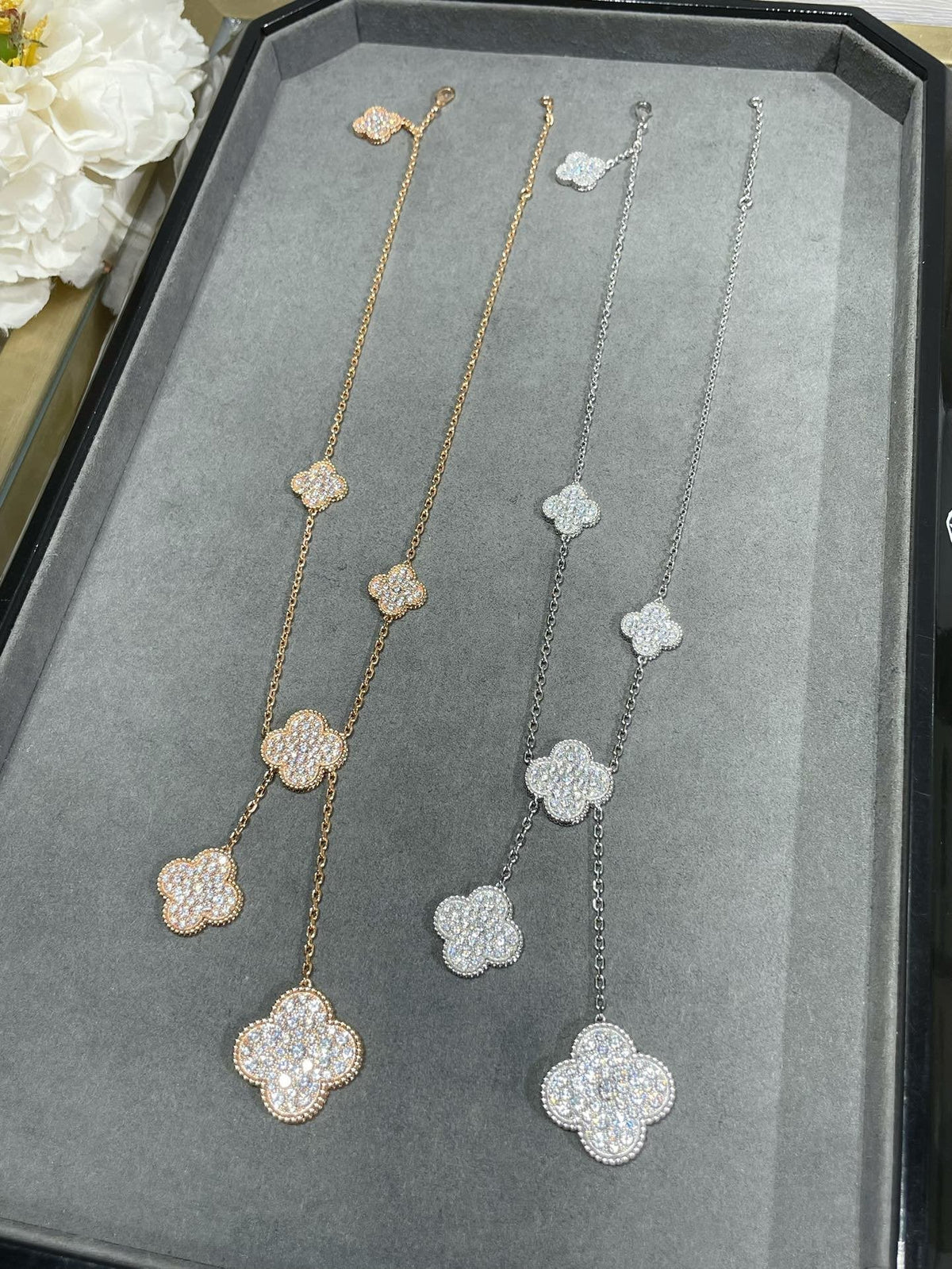 [Love Lucky]COLLANA CLOVER 6 MOTIVI CON PAVÉ DI DIAMANTI