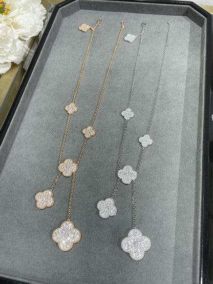 [Love Lucky]COLLANA CLOVER 6 MOTIVI CON PAVÉ DI DIAMANTI