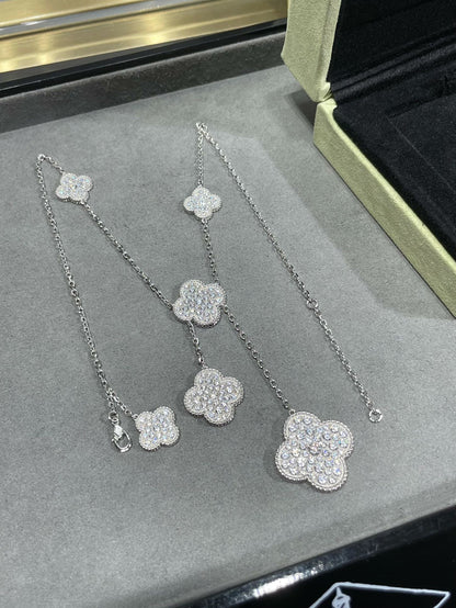 [Love Lucky]COLLANA CLOVER 6 MOTIVI CON PAVÉ DI DIAMANTI