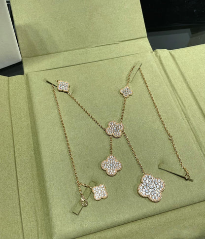[Love Lucky]COLLANA CLOVER 6 MOTIVI CON PAVÉ DI DIAMANTI