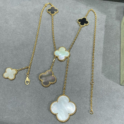 [Love Lucky]CLOVER 6 MOTIF MOP ONYX GOLD 項鍊