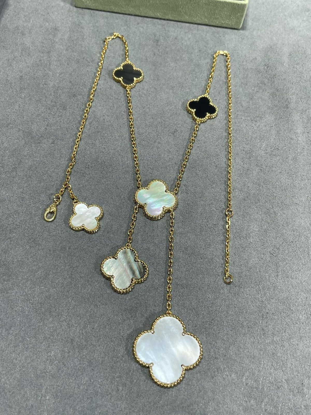 [Love Lucky]CLOVER 6 MOTIF MOP ONYX GOLD 項鍊