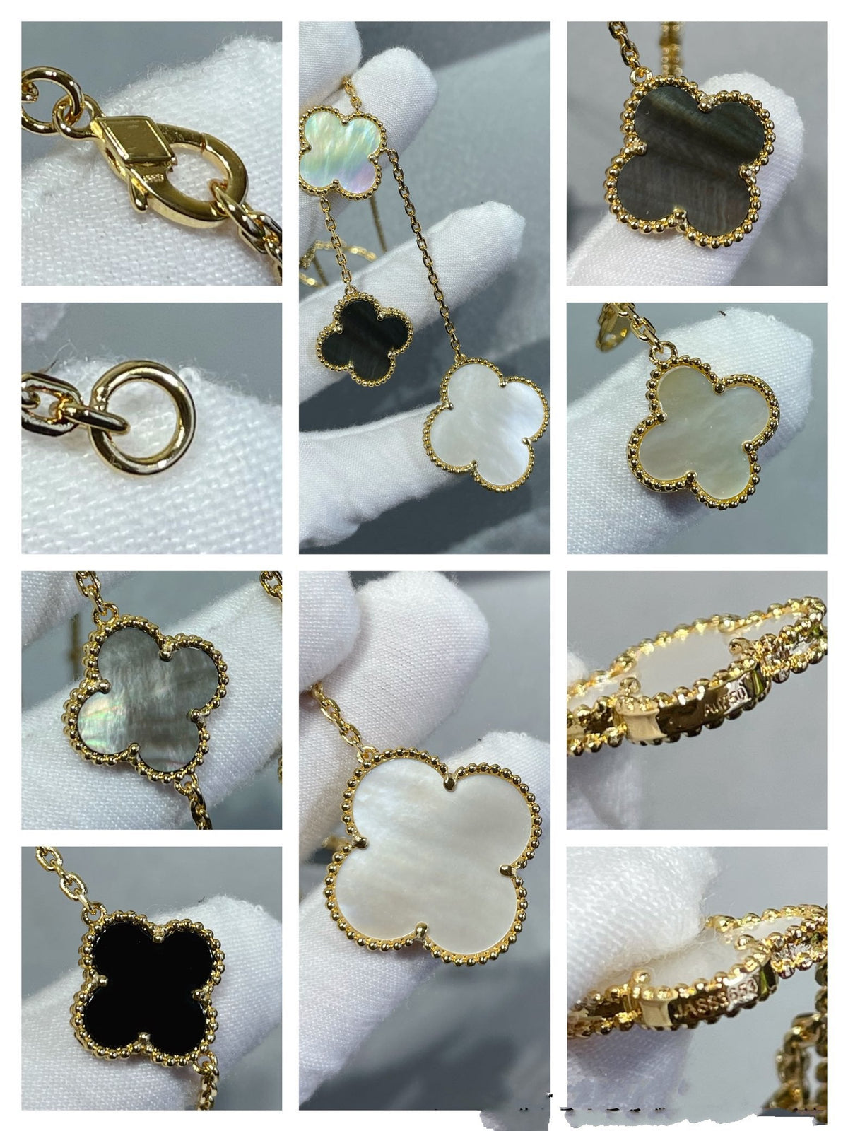 [Love Lucky]CLOVER 6 MOTIF MOP ONYX GOLD 項鍊