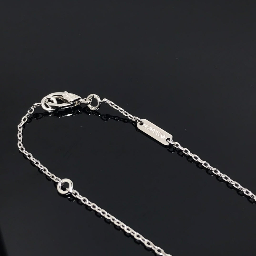 [Love Lucky]COLLANA LUNGA IN ARGENTO CON PIETRA PIETERSITE A FORMA DI TRIFOGLIO