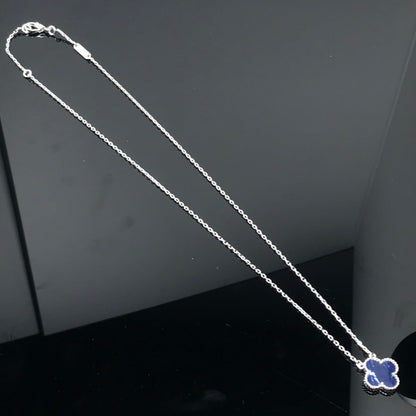 [Love Lucky]COLLANA LUNGA IN ARGENTO CON PIETRA PIETERSITE A FORMA DI TRIFOGLIO